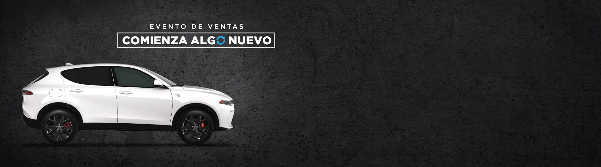 Perfil del lado del pasajero de un Dodge Hornet R/T 2025 blanco. Evento de ventas de Comienza Algo Nuevo.